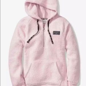 Pink Sherpa half zip pull over size L